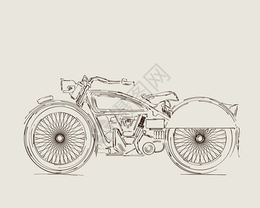 古老的摩托车传媒绘制草图图片