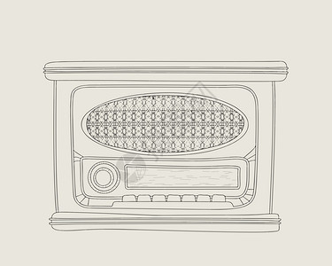 古老风格的无线电矢量草图绘制图片