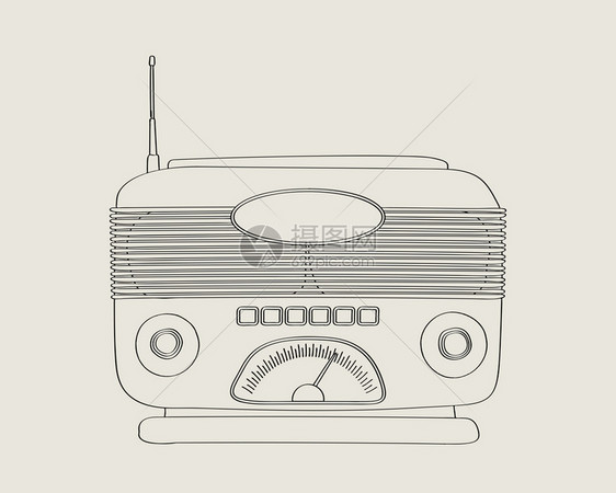 古老风格的无线电矢量草图绘制图片