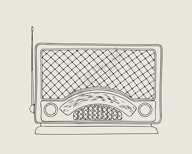 古老风格的无线电矢量草图绘制图片