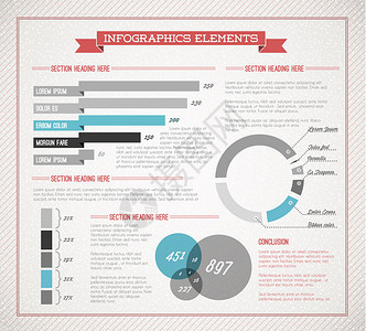 蓝矢量逆向老式一套文件和报告Infographic元素集图片