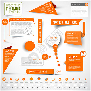 矢量橙色信息地理时间表要素模板图片