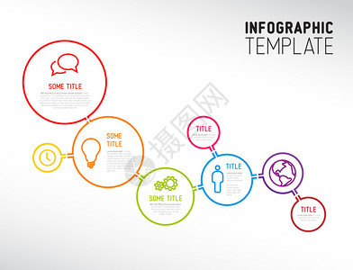 从线条圆圈和图标制成的矢量信息报告模板图片