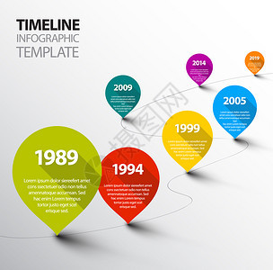 配有指针的矢量反向射Infographic时间线模板图片