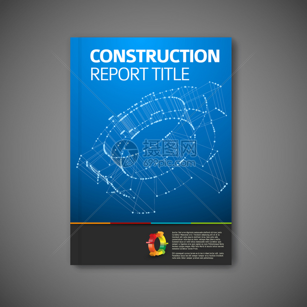 现代矢量建筑工程手册报告或传单设计模板图片