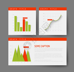 带有平面设计图表和的简单信息仪表板模绿色和红版本图片