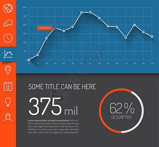 带有平面设计图表和的简单信息仪表板模红色和蓝版本图片