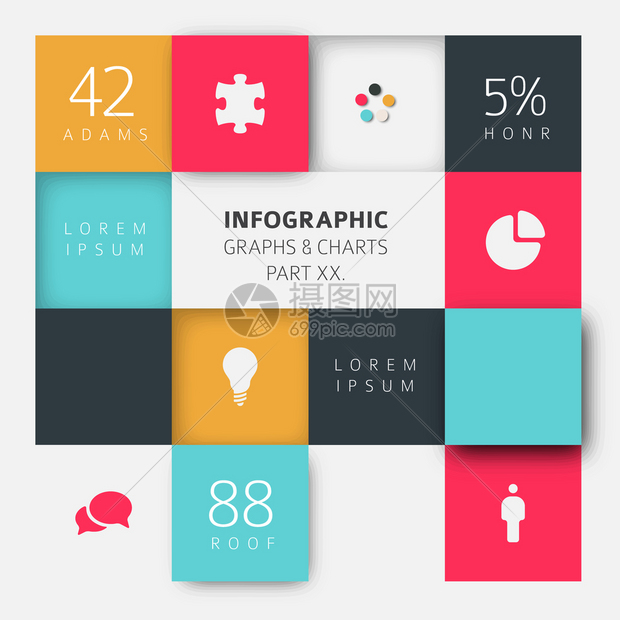 矢量平板设计Infographicmasaic20部分是我的信息包图片