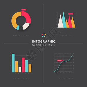 一套矢量平板设计图统表和新鲜反光颜色暗版图片