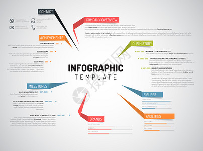 矢量公司Infographic概览设计模板带有多彩标签图片