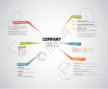 矢量公司Infographic概览设计模板带有多彩标签光版背景图片