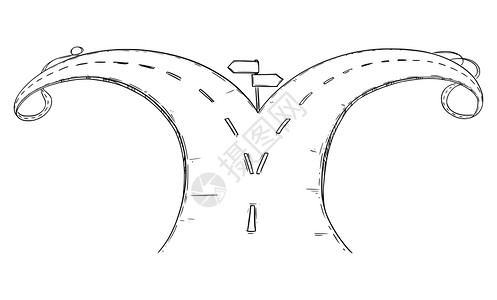 决定或选择矢量概念说明或十字路口叉子绘图选择方向或命运决定插画