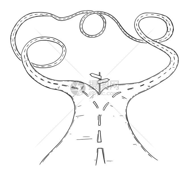 插画 其他 矢量概念业务说明或十字路口叉交的子绘图或路口子图或路口