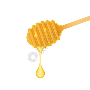用于液体甜度的WoodenSpoon蜂蜜Dipper矢量说明Spoon蜂蜜图片