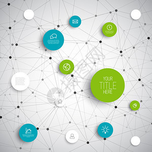 矢量抽象圆圈图解信息网络模板包含您内容的位置蓝色和绿版本图片