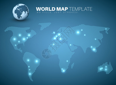 用对角线制成的世界模板用于您的信息图表报告图片
