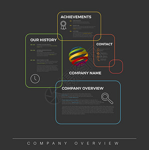 矢量公司Infographic概览设计模板配有彩色方框黑暗版本公司Infographic概览设计模板图片