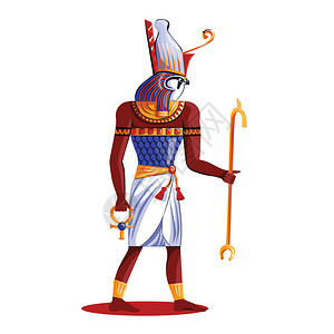 白色背景 人像古埃及太阳神荷鲁斯卡通矢量在白色背景中被孤立埃及