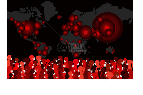 CORNAVIRUS人群保护自己免受流行病感染戴医疗面具的人群体污染VaccinationAnti传染的危险图片