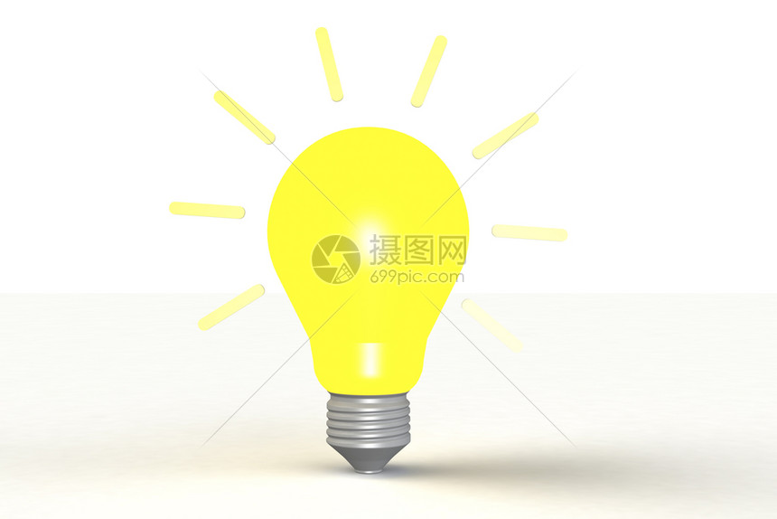 黄色灯泡被隔开创意概念3D投影图片