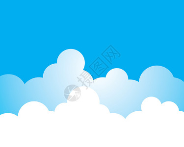 天空蓝色插画-天空蓝色卡通-蓝色填充设计薄线矢量说明插图-摄图网