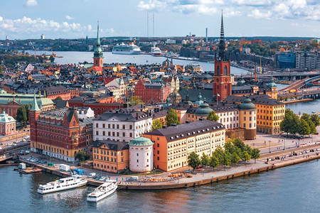 瑞典首都斯德哥尔摩老城航拍视角图片