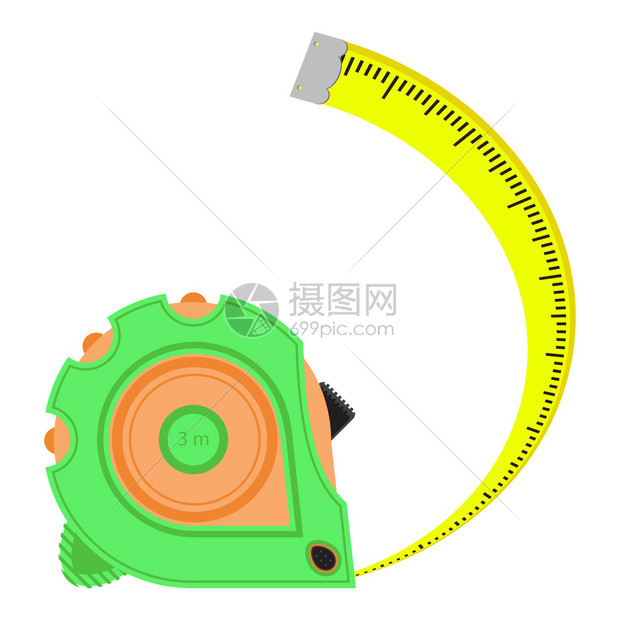 手持Roulette建筑工具白色背景隔离的工业措施磁带图标手持的建筑工具图片