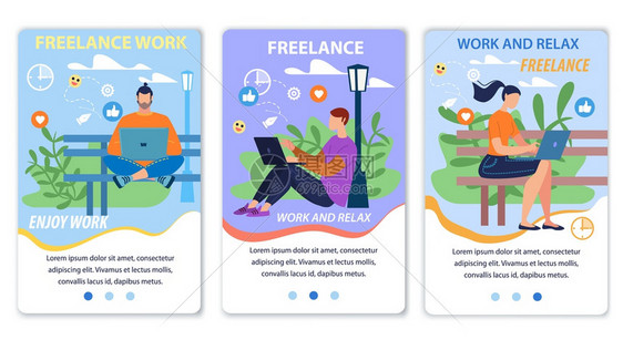 移动网页平板促进自由工作卡通人特征享有远程工作设计获取命令在互联网上会见客户在线就业矢量平板说明移动网页平板促进自由工作移动网页图片