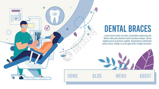 提供牙科门诊保健服务卡通牙医为女客户服务牙科护理病办公室信息网页矢量平方说明着陆页面提供牙科保健服务图片