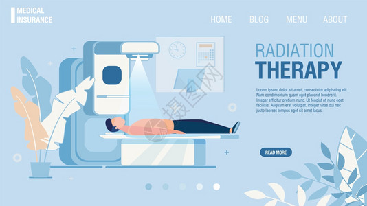 平板着陆页提供辐射治疗服务放癌症肿瘤医X光束治肿瘤学RT医疗保险病媒卡通说明着陆页提供辐射治疗服务图片