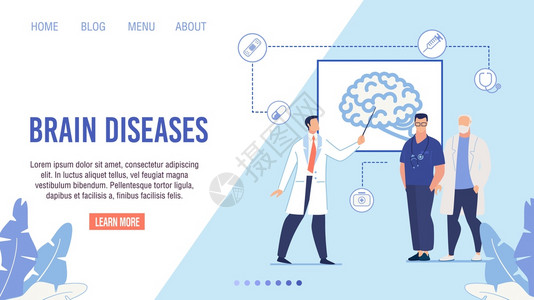 在线诊所互联网保健服务统一说明脑疾病风险和危的医生病媒卡通说明脑疾病风险危医疗着陆网页布局关于脑疾病风险和危的统一介绍脑疾病风险图片