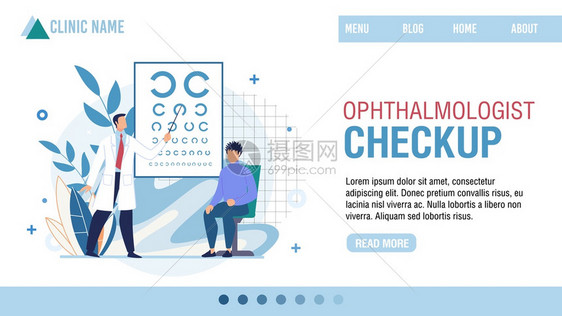 显示眼科医生诊所的着陆页专业光学检查卡通眼科医生检测病人视力选择眼镜矢量卡通说明显示眼科医生诊所的着陆页图片