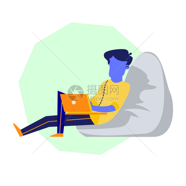 Beanbag男角色笔记本电脑工作教席成功青年学生或业余自由 商人与计算机一起在lap上搭机工作卡通flat矢量说明beanbag插画图片下载 正版图片 摄图网 Beanbag男角色笔记本电脑工作教席成功青年学生或业余自由 商人与计算机一起在lap上搭机工作卡通flat矢量说明beanbag插画图片下载 正版图片 摄图网