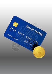信用卡上的金币快速付款概念图片