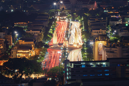 泰国首都曼谷市中心的民主纪念碑空中景象图片