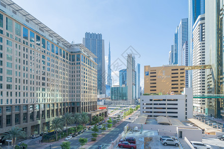 迪拜市中心商业区空中视图图片