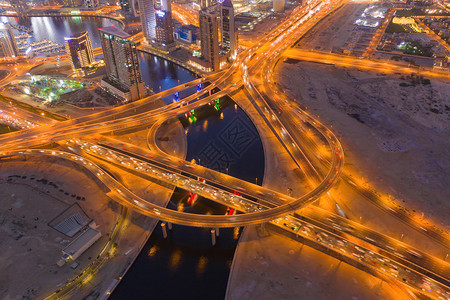 迪拜环形高速公路夜间美景图片