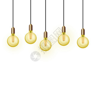 挂灯泡的矢量插图Edison的复式灯泡背景图片