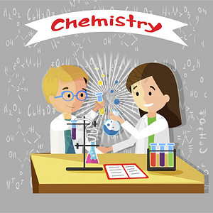 在课堂上做化学实验的学生图片