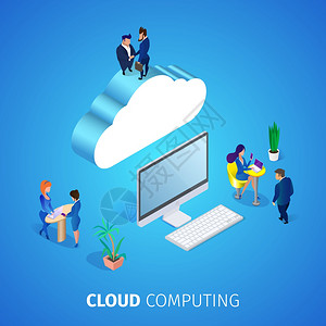 CloudEconomicSqualBanner数据库服务因特网和计算机智能技术通信息服务器使用智能技术的微小人特征3DIsol图片