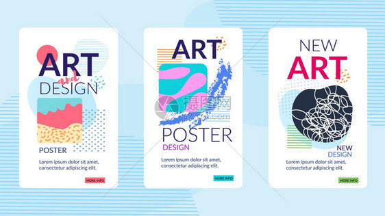 社会媒体模板艺术设计海报传单摘要现代SetFlyer小册子设计移动技术应用和在线服务机票模板当代艺术展览图片