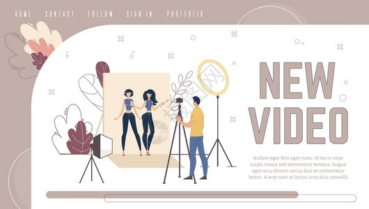 大众Vlogger美容博客视频内制作公司或演播室个人网站着陆页面络封条模板图片