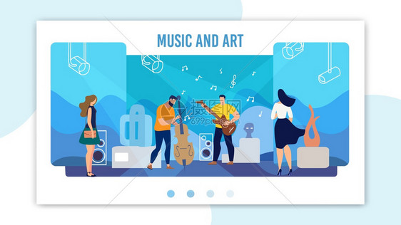 音乐和艺术活动节或展览促进班纳海报模板音乐家演奏器现代艺术博物馆雕塑访客图片