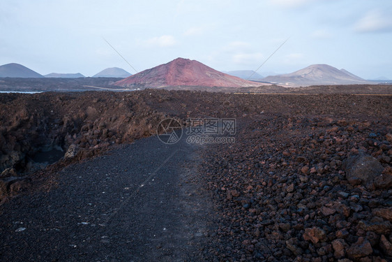 Losvideros兰萨罗特的熔岩场火山风景图片