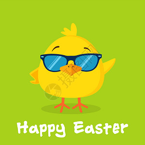带太阳镜的微笑黄鸡图片素材