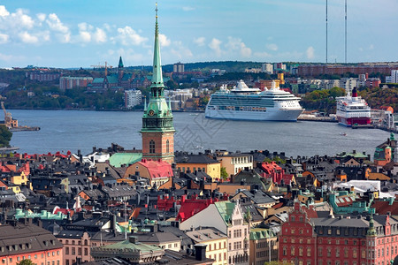 瑞典首都斯德哥尔摩老城GamlaStan的夏季风景航空观测瑞典首都斯德哥尔摩GamlaStan瑞典斯德哥尔摩GamlaStan图片