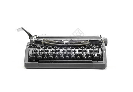 古董打字机在白色的黑背景下图片