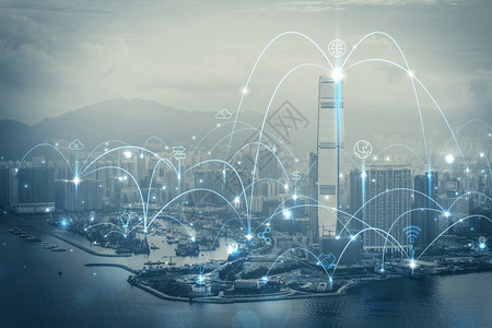 智能城市和通信网络概念IoT物联网ICT信息通讯网络图片