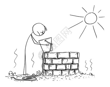 插画  |教育建筑室外风井插画插画  |井卡通情怀发誓插画  |井卡通