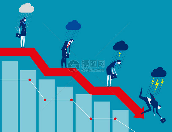 商业务下降概念商业矢量说明失败风险问题图片